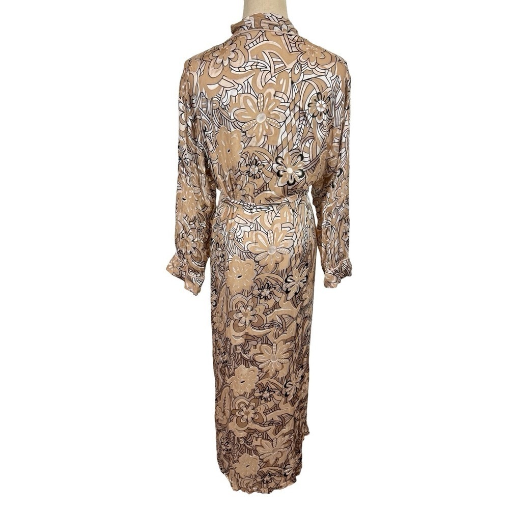Nk Imode Silk Blend Velvet Burnout Floral Luxurious Long Robe — image 6 of 8